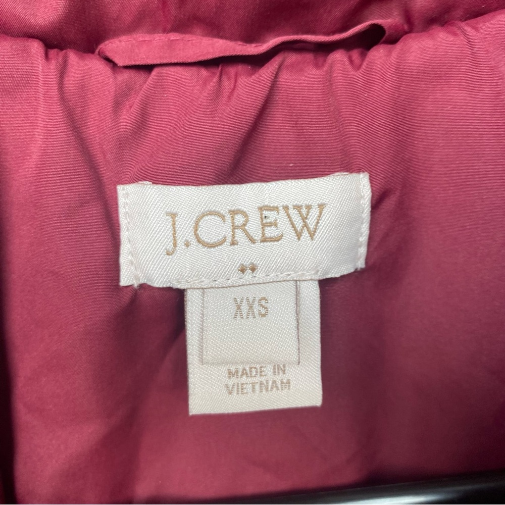 J. Crew Burgundy Red Quilted Puffer Jacket Size XXS - Picture 5 of 7